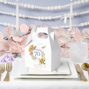 Gold Rose Ribbon 70th Birthday Favour Box