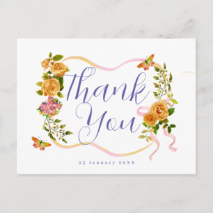 Gold Rose Ribbon Birthday Postcard