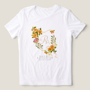 Gold Rose Ribbon Chic Monogram  Tri-Blend Shirt