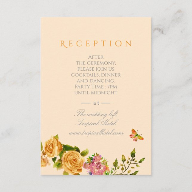 Gold Rose Ribbon Monogram Wedding  Enclosure Card (Front)