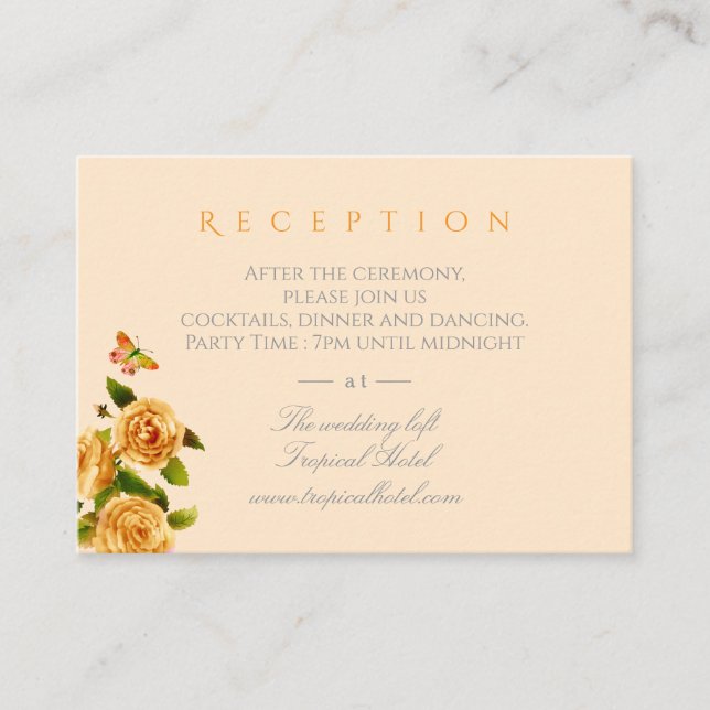 Gold Rose Ribbon Monogram Wedding  Enclosure Card (Front)