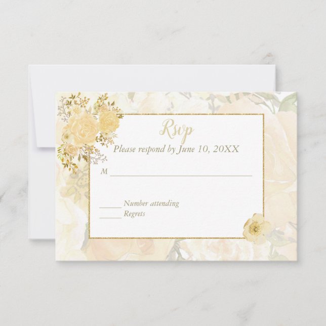 Gold Rose RSVP Card (Front)