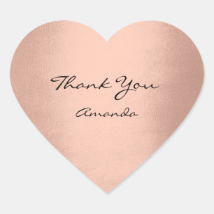 Gold Rose Silk Beauty Name Bridal Heart Thank You Sticker