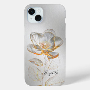 Gold Rose Silver Add Name iPhone 15 Mini Case