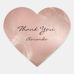 Gold Rose Skin Beauty Name Bridal Heart Thank You Sticker