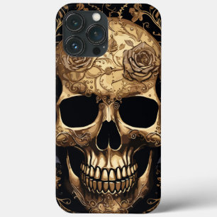 Gold Rose Skull iPhone 13 Pro Max Case
