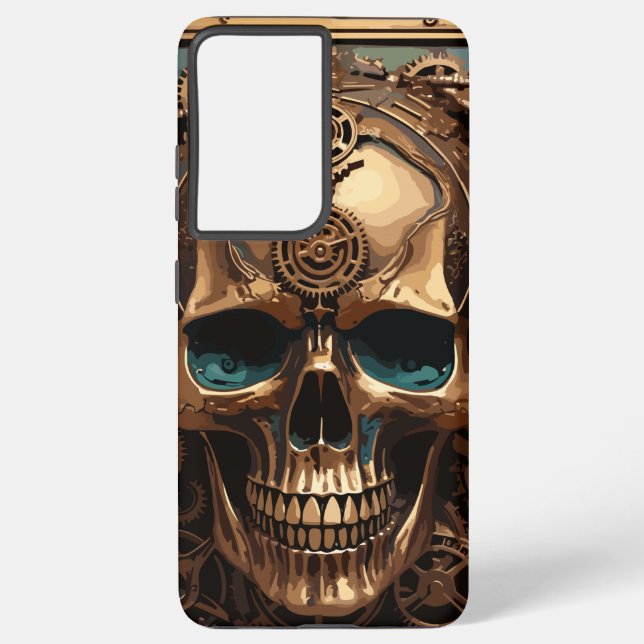 Gold Rose Skull Samsung Galaxy S21 Ultra Case (Back)