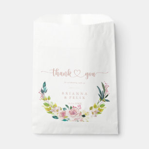 Gold Rose Spring Floral Thank You Wedding  Favour Bag
