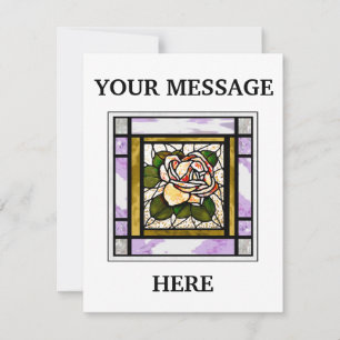 Gold Rose Stained Glass Art Deco Card