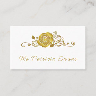 Gold Rose Swirls Leaves Wedding Place Card