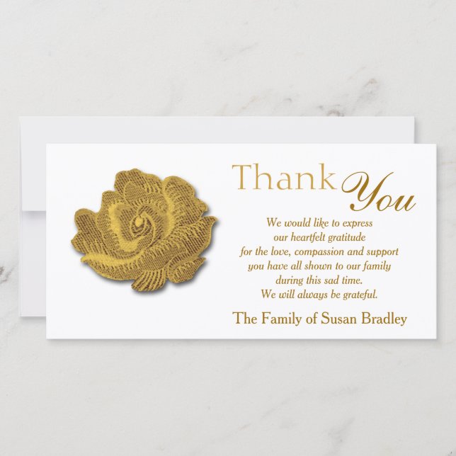 Gold Rose Tapestry Sympathy Thank You custom stamp (Front)