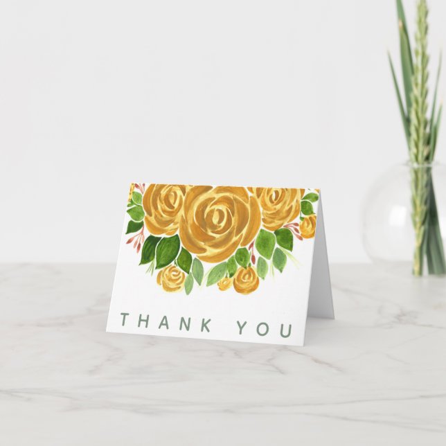 Gold Rose Thank You Card (Front)