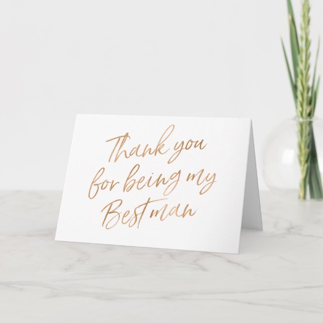 Gold Rose "Thank you for being my best man" Thank You Card (Front)