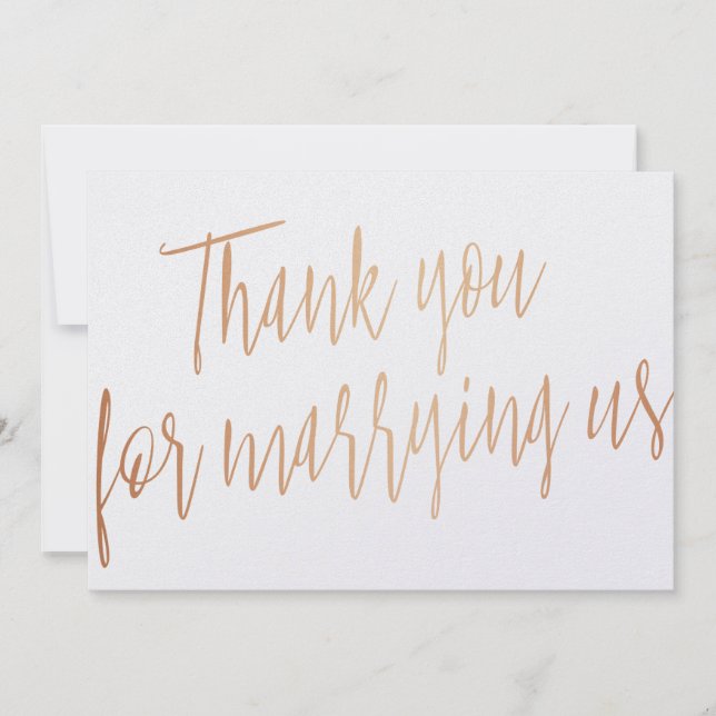 Gold Rose "Thank you for marring us" Thank You Card (Front)