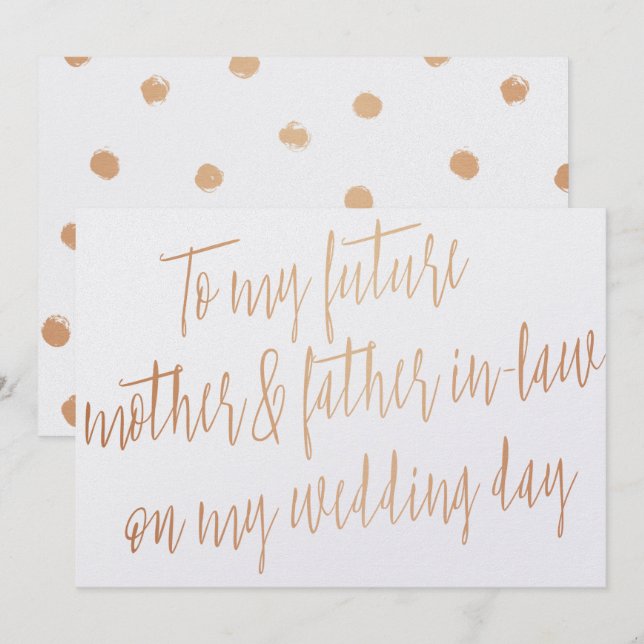 Gold Rose "To my future mother and father-in-law" Invitation (Front/Back)
