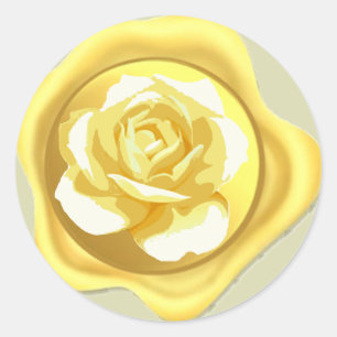 Gold Rose Wax Seal classic round sticker