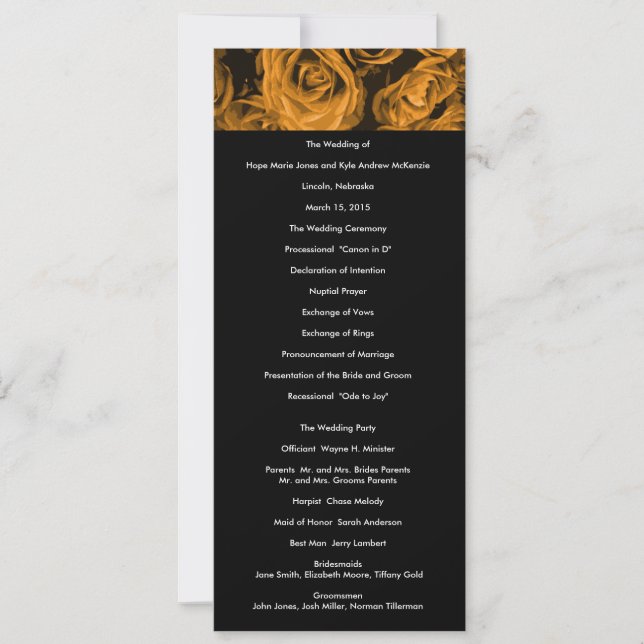 Gold Rose Wedding Invitation (Front)