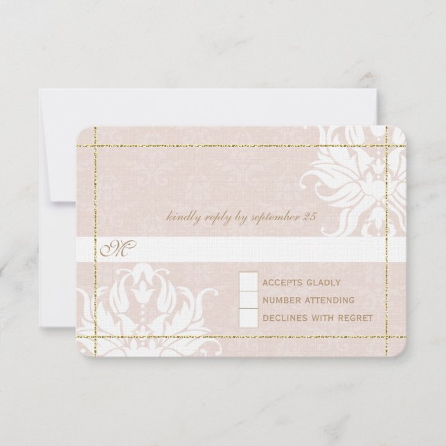 Gold Rose Wedding Under the Stars RSVP Card (Front)