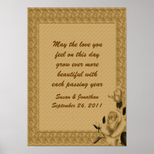 Gold Rosebuds Floral Customisable Wedding Poster