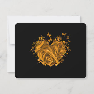 Gold Roses and Hearts Wedding RSVP