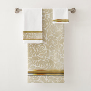 Gold Roses Bath Towel Set