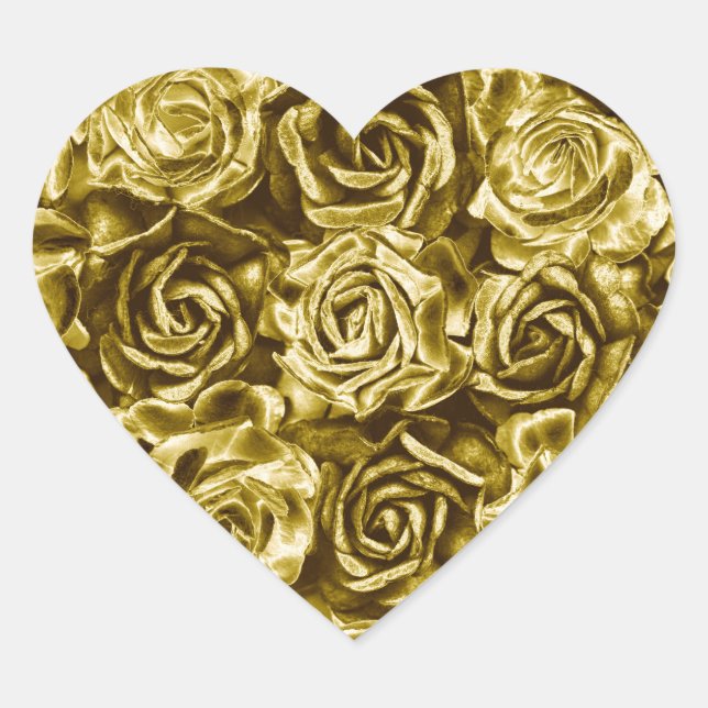 Gold roses heart sticker (Front)