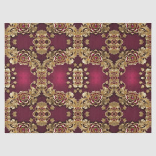 Gold Roses On Ruby Decoupage Tissue Paper