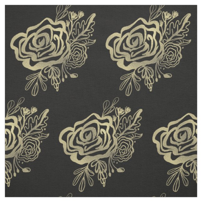 Gold Roses Pattern French Florals Fabric (Swatch)