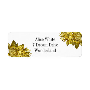 Gold roses return address label