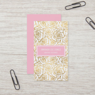 Gold Roses with Pink Business Card