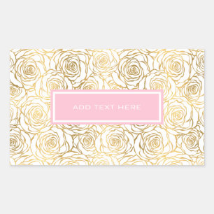 Gold Roses with Pink Rectangular Sticker