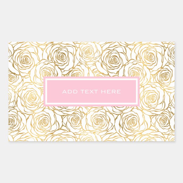 Gold Roses with Pink Rectangular Sticker (Front)