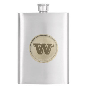 Gold Round Western Monogram Flask
