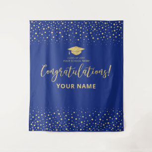 Gold & Royal Blue Congratulation Graduation Tapestry