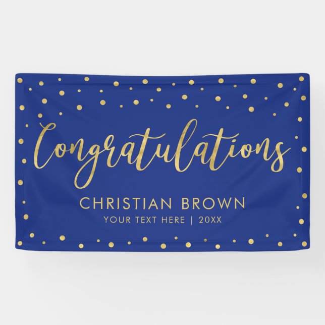 Gold & Royal Blue Congratulations Graduation Banner (Horizontal)
