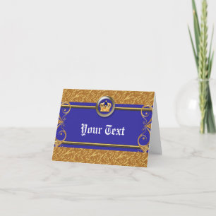 Gold & Royal Blue Crown Birthday Party Thank You Card