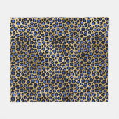 Gold & Royal Blue Glam Leopard Spots Print Fleece Blanket (Front (Horizontal))
