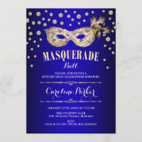 Gold Royal Blue Masquerade Ball Birthday Party