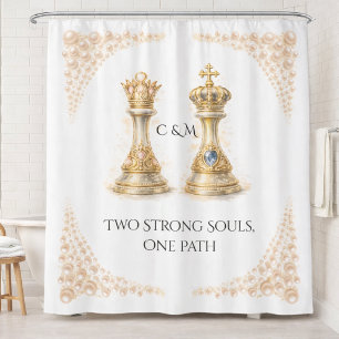 Gold Royal Couple Queen and King Bathroom Decor Shower Curtain
