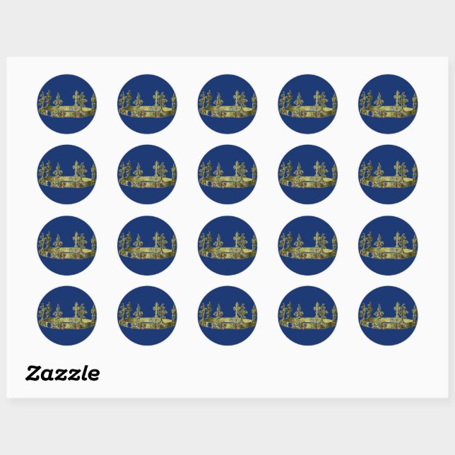 Gold Royal Crown Classic Round Sticker (Sheet)