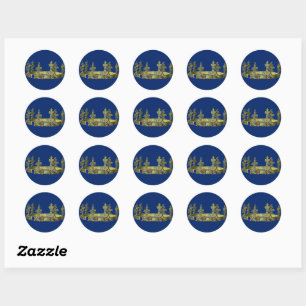 Gold Royal Crown Classic Round Sticker