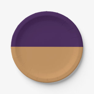 Gold & Royal Purple Stripe Birthday Party Paper Plate