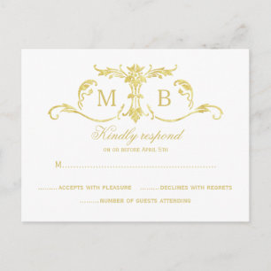 Gold RSVP postcards gold foil RSVP wedding set