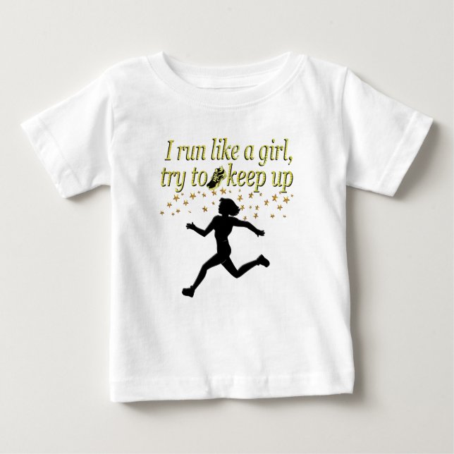 GOLD RUN LIKE A CHAMPION TRACK AND FIELD DESIGN BABY T-Shirt (Front)