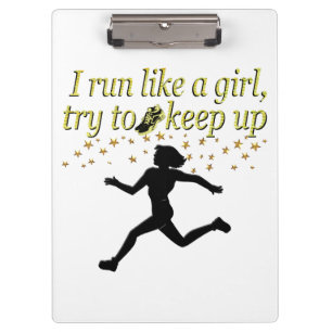 GOLD RUN LIKE A CHAMPION TRACK AND FIELD DESIGN CLIPBOARD