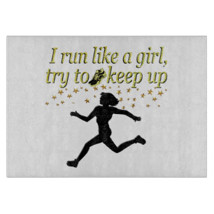 GOLD RUN LIKE A CHAMPION TRACK AND FIELD DESIGN CUTTING BOARD