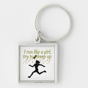 GOLD RUN LIKE A CHAMPION TRACK AND FIELD DESIGN KEY RING