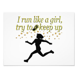 GOLD RUN LIKE A CHAMPION TRACK AND FIELD DESIGN PHOTO PRINT