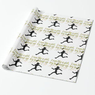 GOLD RUN LIKE A CHAMPION TRACK AND FIELD DESIGN WRAPPING PAPER
