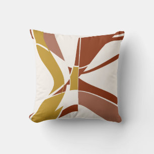 Gold Rust Beige Mauve White Modern Art Abstract Cushion